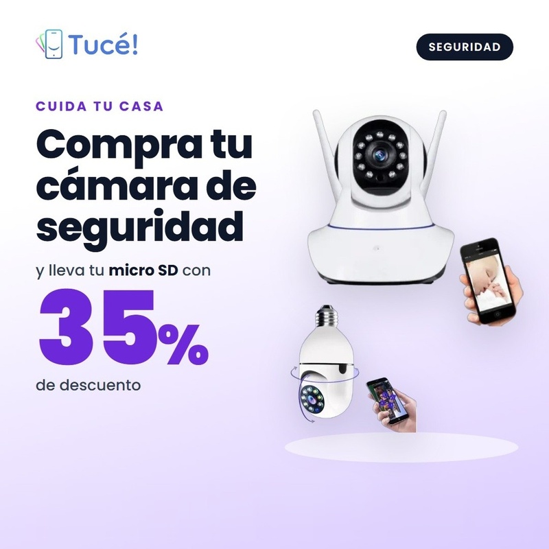 Cámara de seguridad + micro SD con 35% de descuento